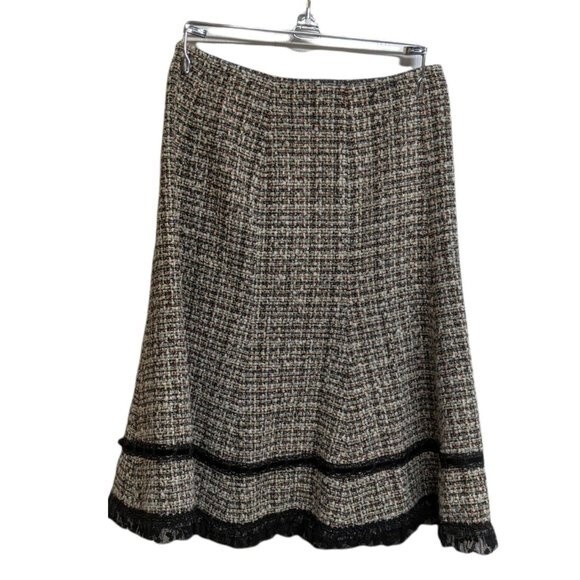 Cynthia Steffe Skirt Women Size 2 Wool Blend Tweed Circle Lace Trim - Picture 2 of 8